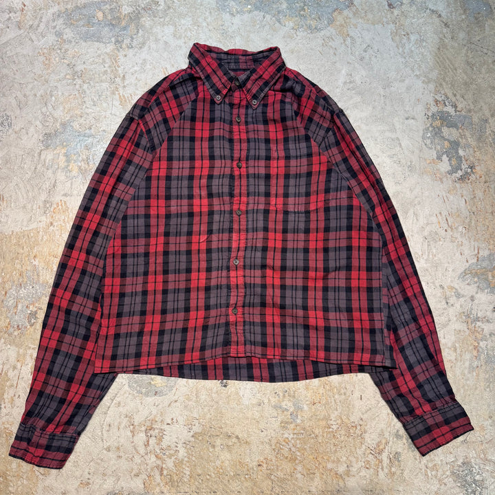 古着 St.JOHN'S BAY/ セントジョーンズベイ/ ボタンダウン短丈長袖リメイクシャツ/ チェック柄/ サイズM