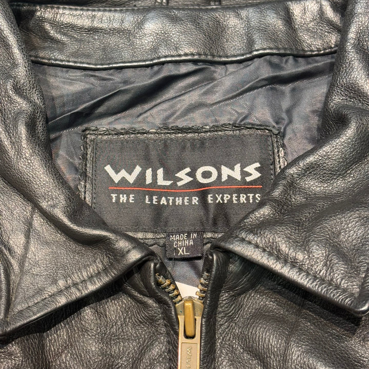 古着 WILSONS LEATHER/ ウィルソンズレザー/ 本革ジップアップレザージャケット/ 牛革/ サイズXL