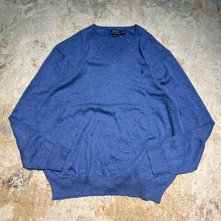 #3701古着/ラルフローレン/POLObyRalphLauren/コットンニット/Cottonknit/Ｖネック/サイズXXL