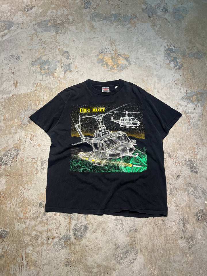 #MA138 古着 USA製 92's ONEITA/オニータ/UH-1/アメリカ軍 ヘリコプター/ヴィンテージ シングルステッチ Tシャツ/サイズL