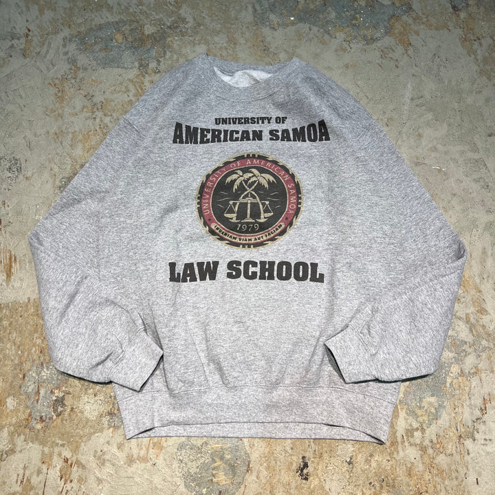 #3805 古着 Unknow/Crew Neck Sweat Shirts/クルーネックスウェット/UNIVERSITY OF AMERICAN SAMOA LAW SCHOOL/カレッジロゴ/サイズL相当