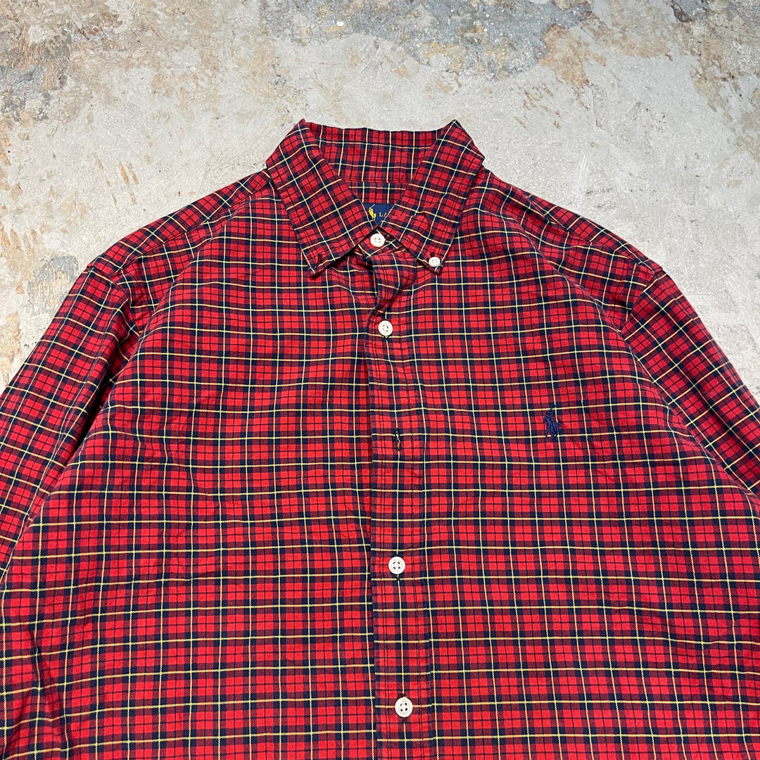 #4396 古着 Ralph Lauren/ラルフローレン/Long Sleeve Button Down Shirt/Check/チェック/長袖ボタンダウンシャツ/サイズM