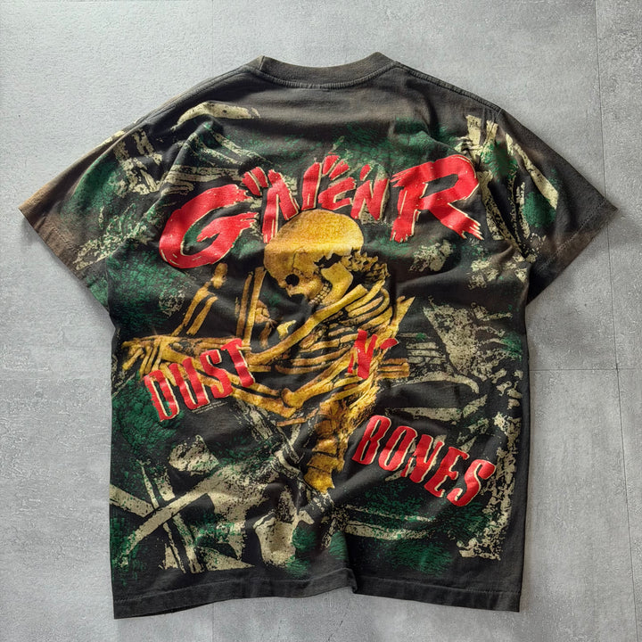 古着 USA製 90s GUNS N' ROSES 「Dust N' Bones」 スカル ボーン オールオーバー ハード ロック バンドTシャツ サイズL