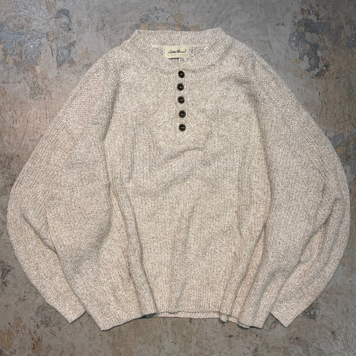 古着 90's~ Eddie Bauer/ エディーバウアー/ ハーフボタンニットセーター/ サイズXL