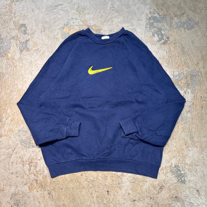 古着 USA製 90's NIKE/ ナイキ/ クルーネックスウェット/ ワンポイント刺繍/ サイズL