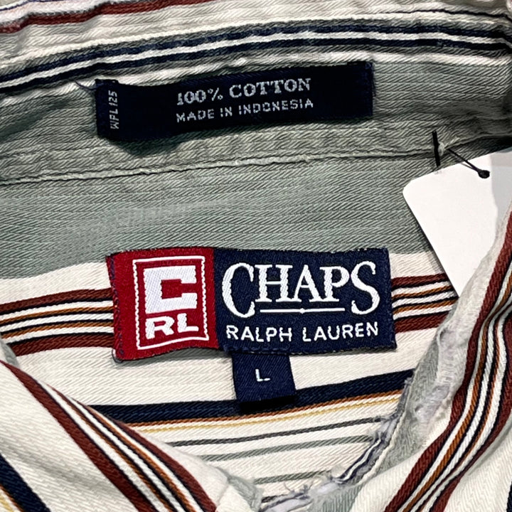 古着 CHAPS RALPH LAUREN/ チャップス ラルフ ローレン/  ボタンダウン半袖シャツ/ ストライプ柄/ リメイク/サイズL