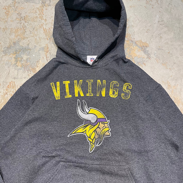 #4113 古着 NFL TEM APPAREL/Print Pullover Parker/プリントパーカー/VIKINGS/NFL/サイズL