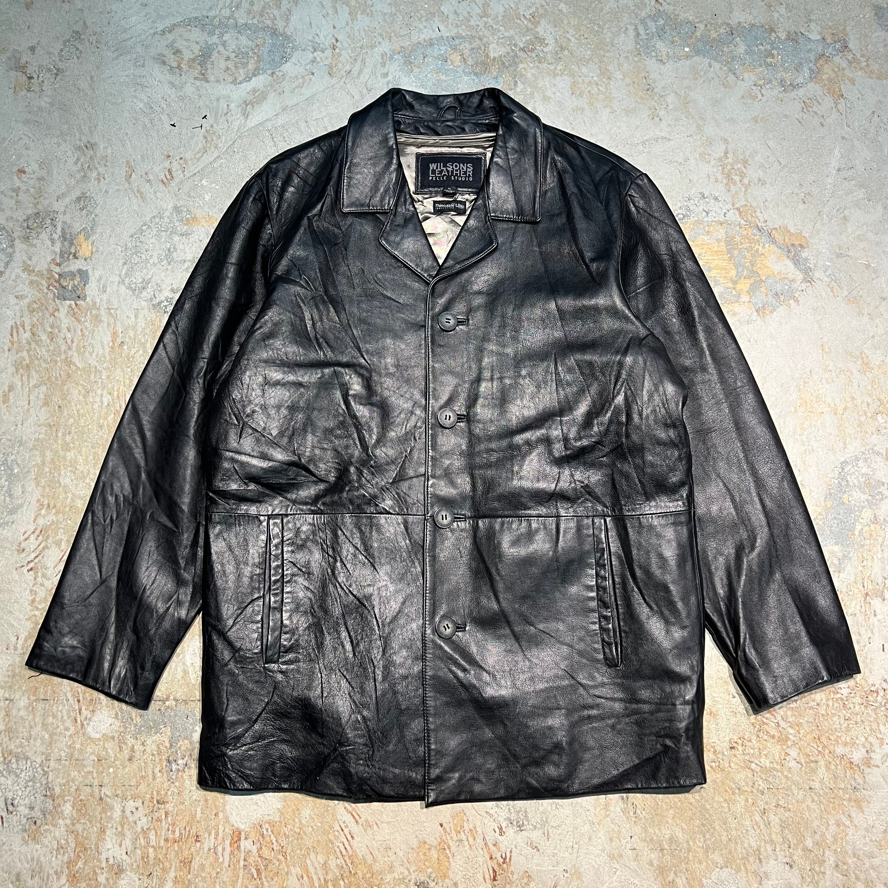 3729 古着 WILSON LEASTHER/Leather Half Coat/レザーハーフ