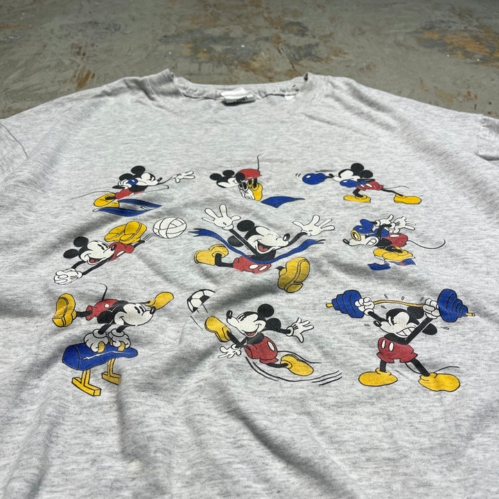 旧衣服90'S THE DISNEY STORE/米老鼠/运动/复古单针印花T恤/尺寸XL相当