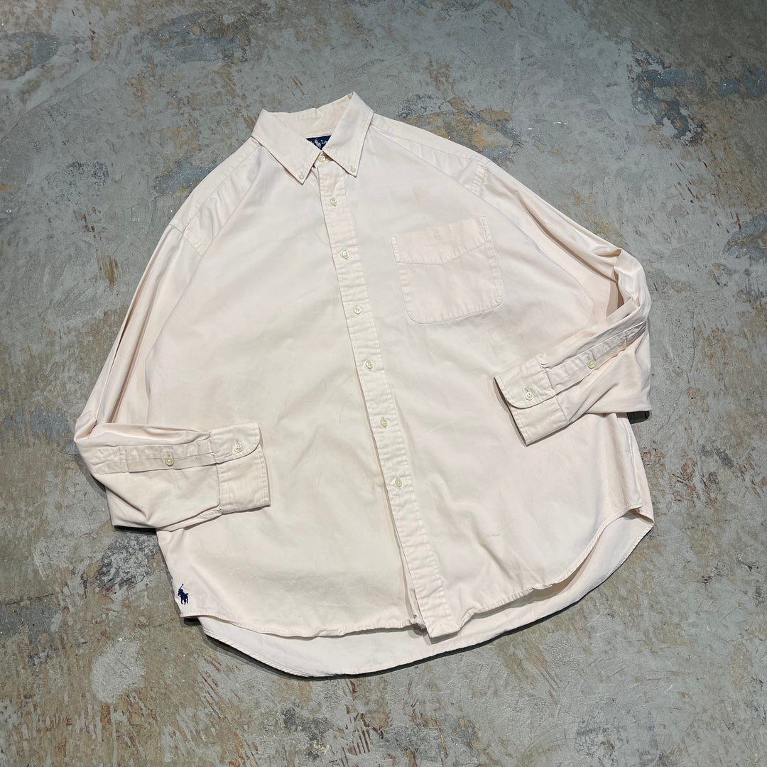 #4323 Ralph Lauren/ラルフローレン L/S B.D Shirts/ボタンダウンシャツ/BIG SHIRT/裾ポニー/サイズL