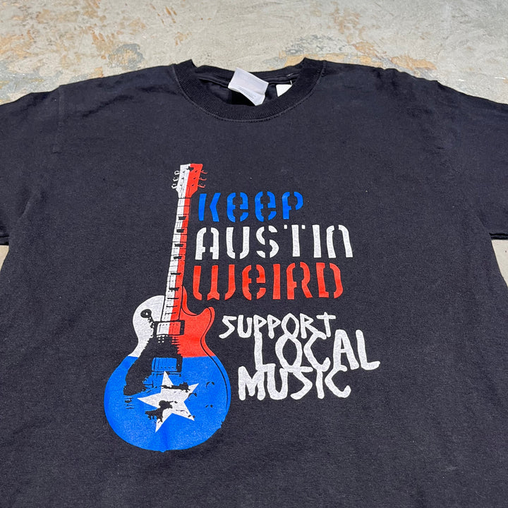 古着 ヘインズ / KEEP AUSTIN WEIRD / SUPPORT LOCAL MUSIC / オースティンを奇妙なままに / プリントTシャツ/サイズS