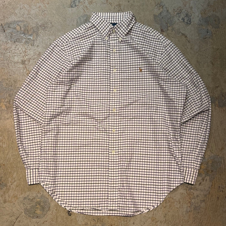 古着 90's POLO by Ralph Lauren/ ラルフ ローレン/ ボタンダウン長袖シャツ/ チェック柄/ サイズXL相当