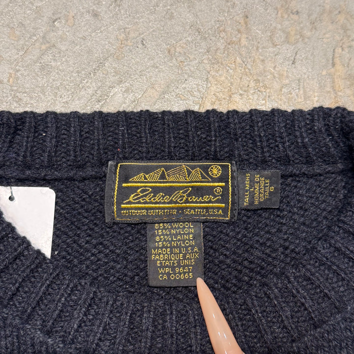 古着 Eddie Bauer/ エディーバウアー/ クルーネックウールニットセーター/ サイズL