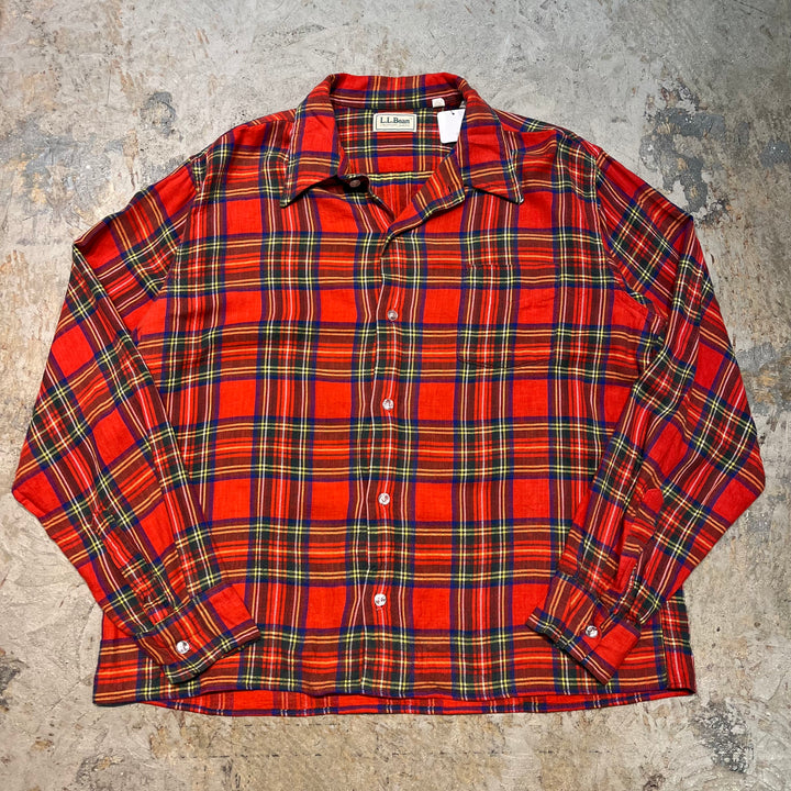古着 80's L.L.Bean/ エルエルビーン/ フランネルシャツ/ チェック柄/ リメイク/ サイズL