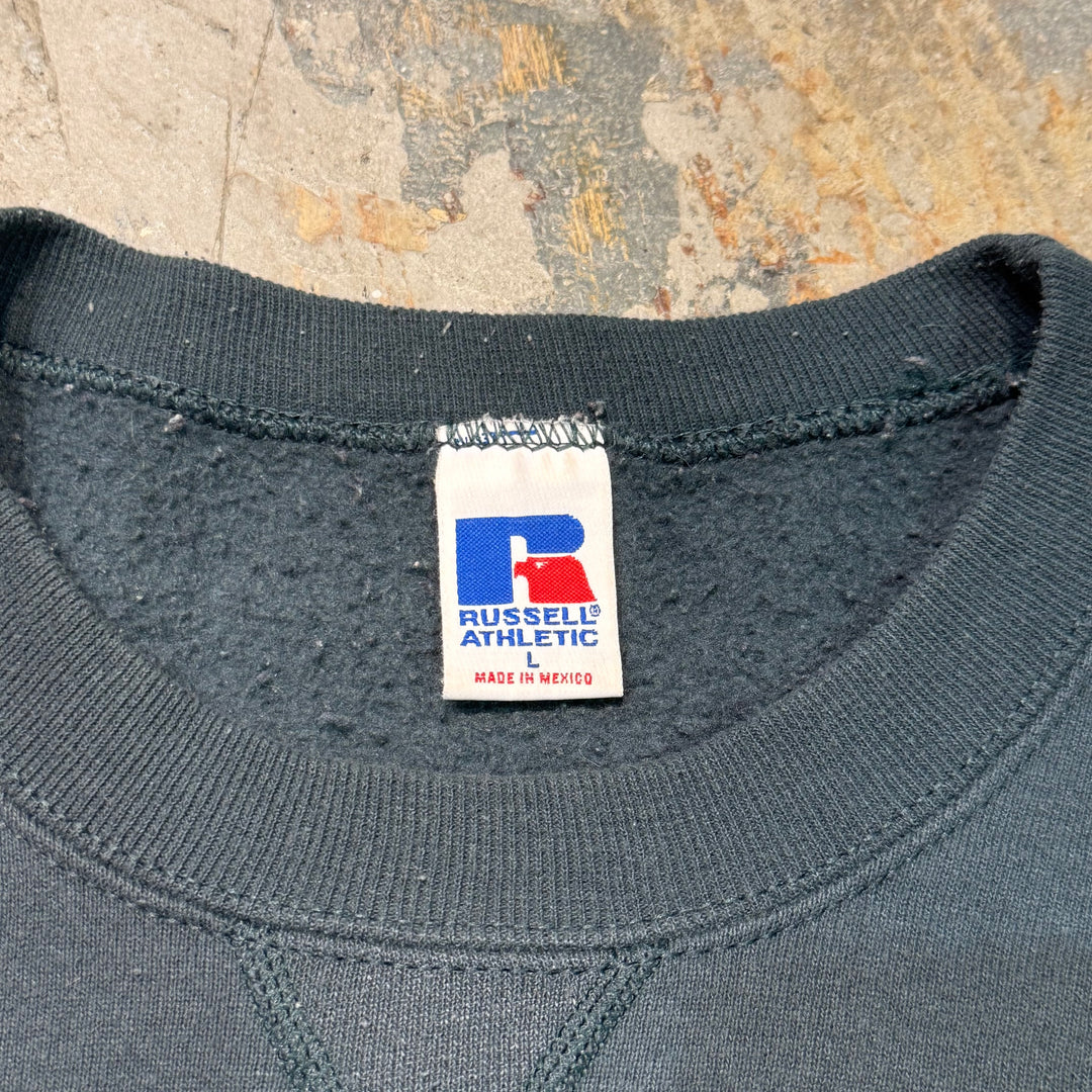 90's USA製 L.L.Bean/エルエルビーン/RUSSELLATHLETIC/ ラッセル アスレチック/ クルーネックブランクスウェット/ 無地/Vガゼット/ サイズL