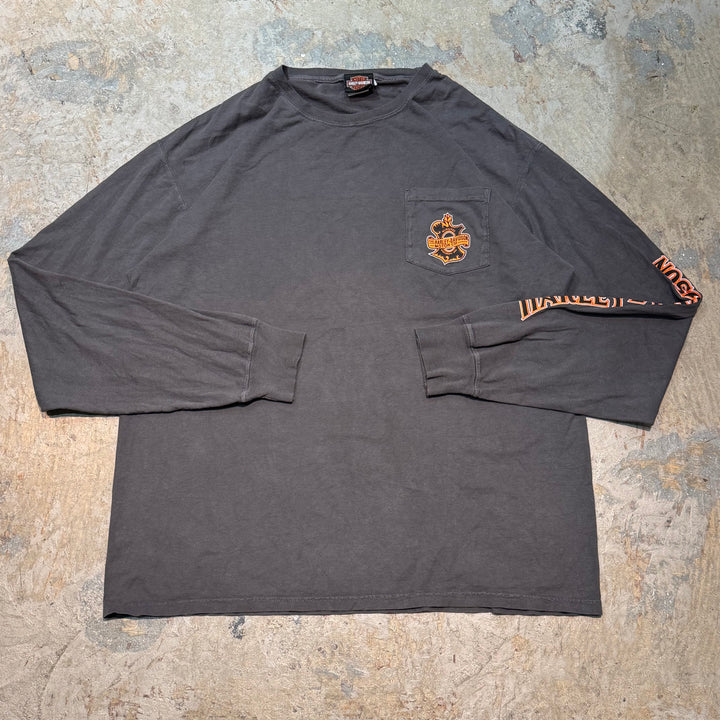 古着 Harley-Davidson/ハーレーダビッドソン/ ロングスリーブプリントTシャツ/サイズL