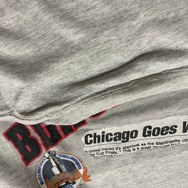 古着 USA製 NHL/ブラックホークス/スタンレーカップ決勝/ヴィンテージ シングルステッチ プリントTシャツ/サイズXL