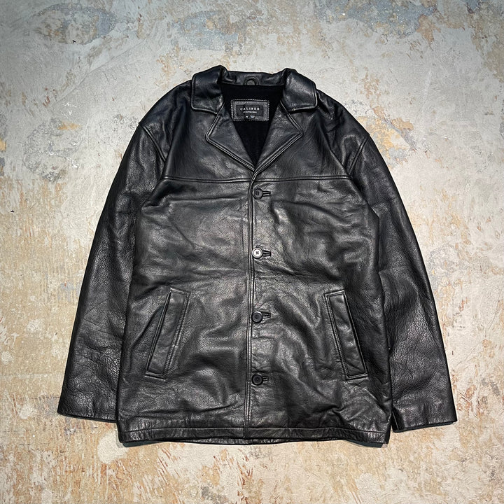 #1847 Unknow 古着/Leather jacket/フロントボタンレザージャケット/サイズMあ