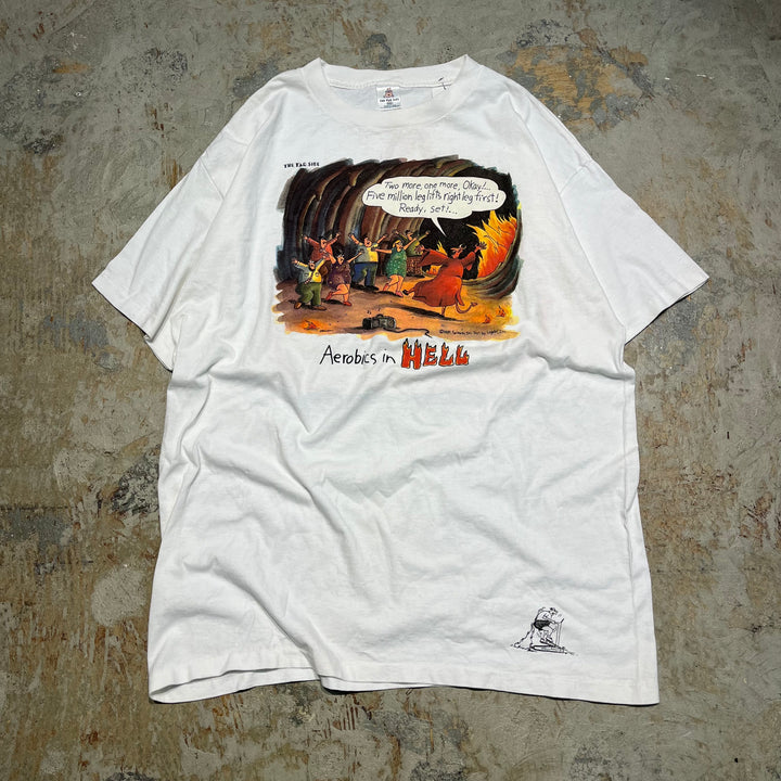 古着 90's USA製 THE FAR SIDE / コミック･ストリップ / AEROBICS ON HELL / ヴィンテージ シングルステッチ プリントTシャツ/サイズXXL