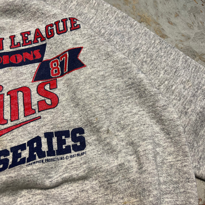 #3992古着Champion/チャンピオン/CrewNeckSweat/クルーネックスウエット/AMERICAN LEAGUE CHAMPIONS/MINNESOTA TWINS/MLB/MADE IN USA/サイズL