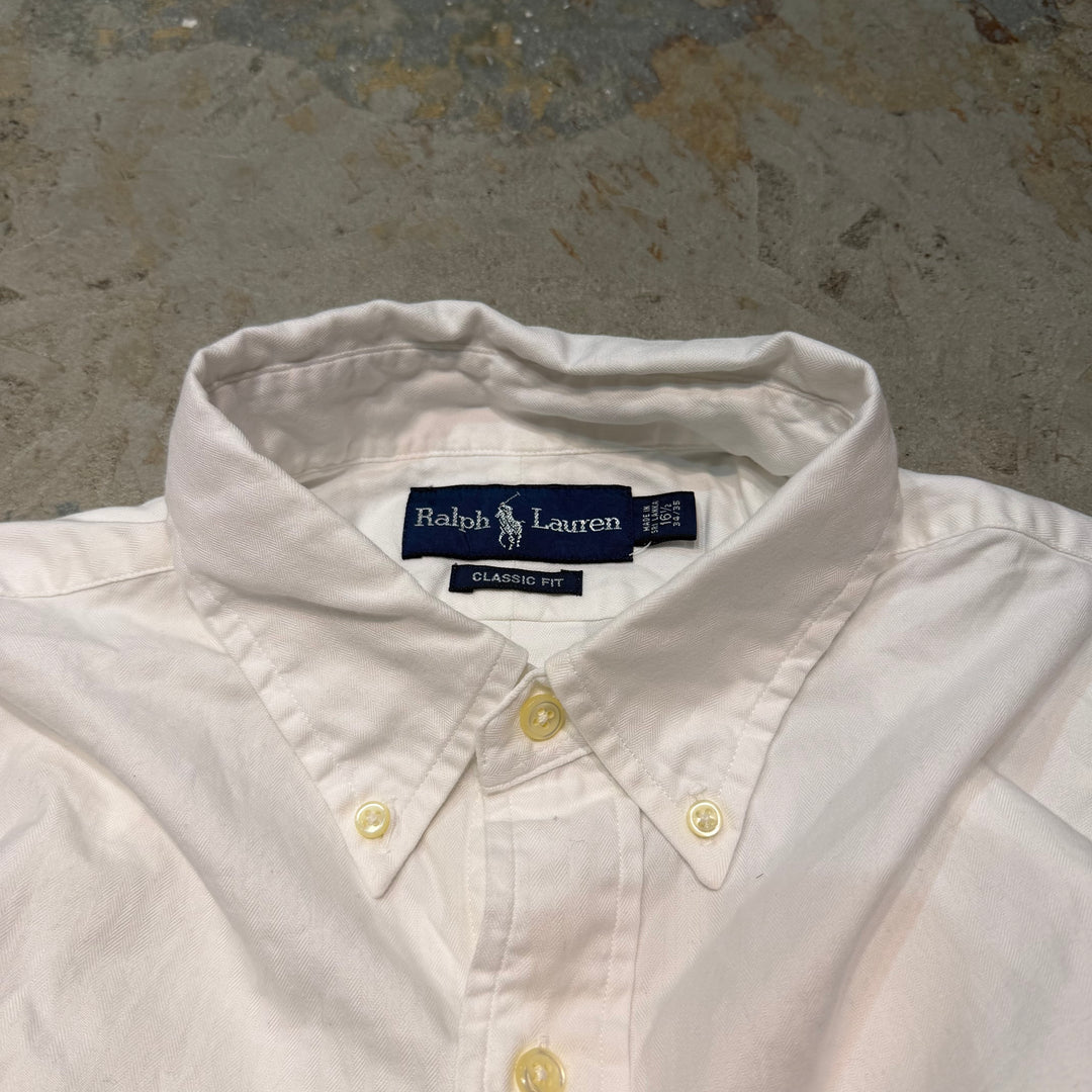 古着 90's POLO by Ralph Lauren/ ラルフ ローレン/ ボタンダウン長袖シャツ/ 無地/ サイズXL相当