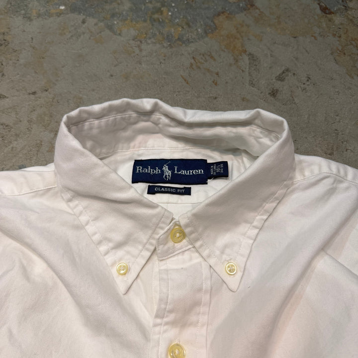 古着 90's POLO by Ralph Lauren/ ラルフ ローレン/ ボタンダウン長袖シャツ/ 無地/ サイズXL相当