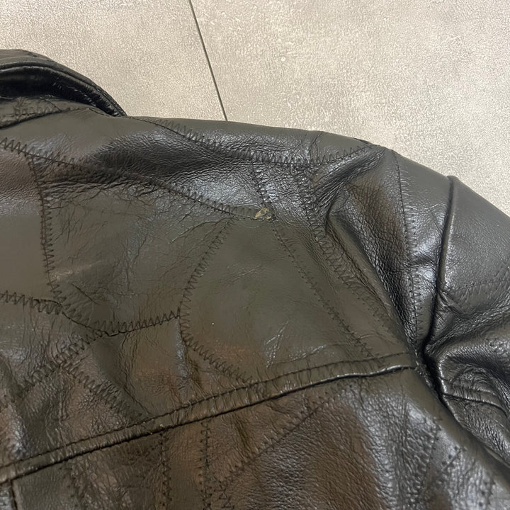 #1875 Unknow 古着/Leather jacket/フロントボタンレザージャケット/サイズXL