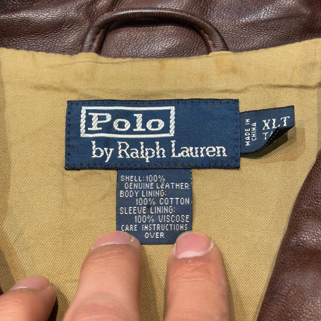 古着 90's~ POLO by Ralph Lauren/ ポロラルフローレン/ ラムレザースウィングトップジャケット/ サイズXXL相当