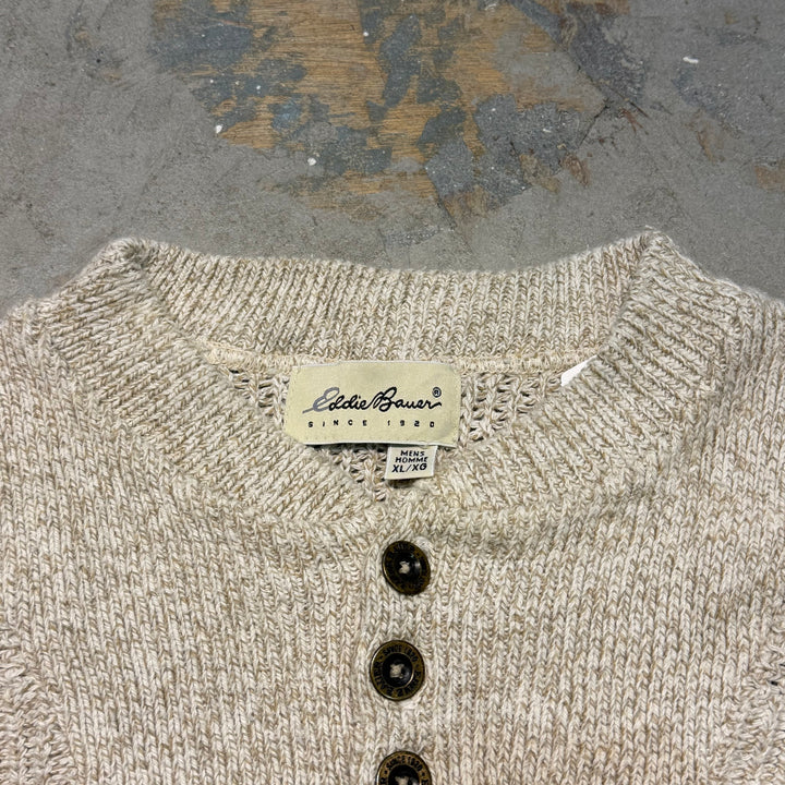 古着 90's~ Eddie Bauer/ エディーバウアー/ ハーフボタンニットセーター/ サイズXL