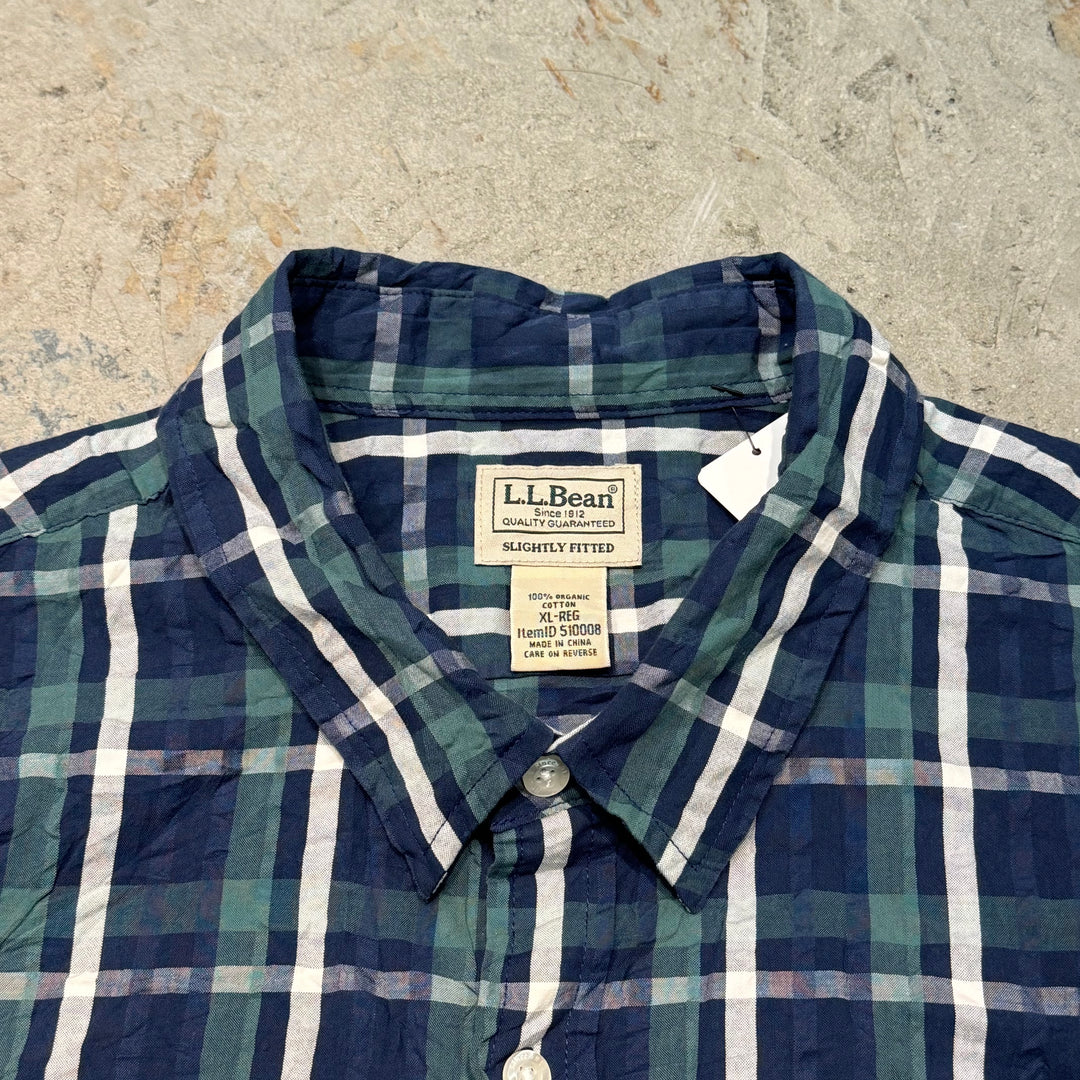 旧衣服l.l.bean / elbean /短袖衬衫/格纹/重制/尺寸XL