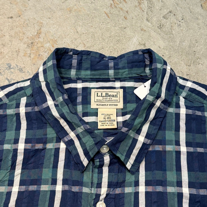 旧衣服l.l.bean / elbean /短袖衬衫/格纹/重制/尺寸XL