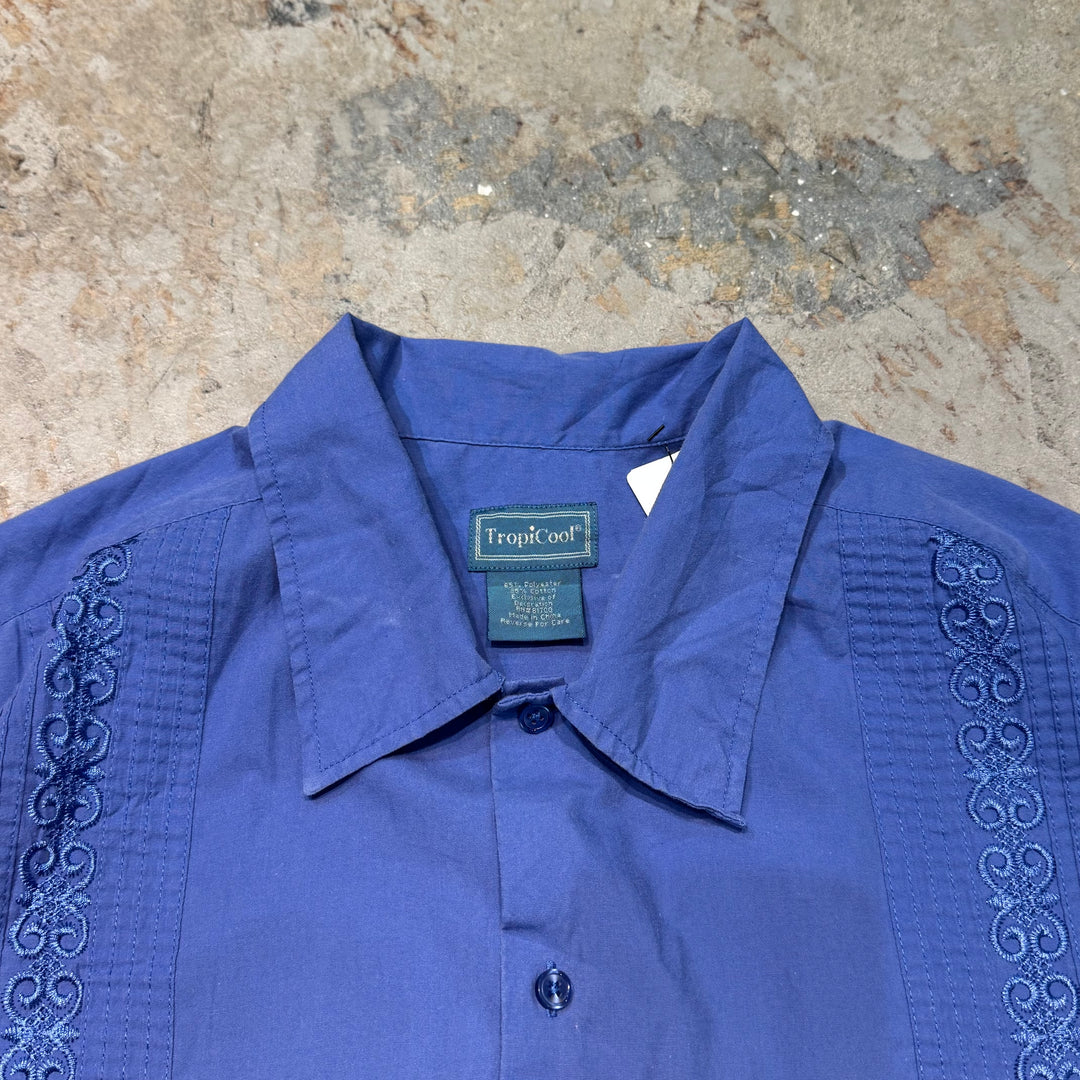 古着 USAVINTAGE/ キューバシャツ/ 無地/ 刺繍/ 開襟/ サイズXL