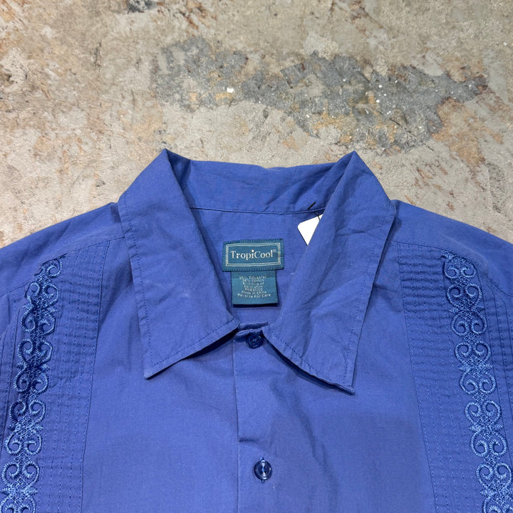 古着 USAVINTAGE/ キューバシャツ/ 無地/ 刺繍/ 開襟/ サイズXL