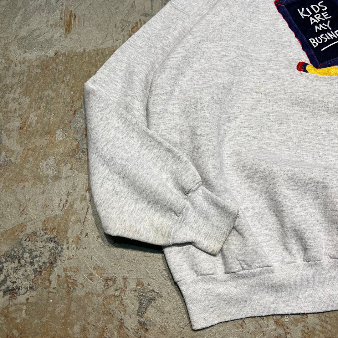 #4055 古着 Cheek-O/Crew Neck Print Sweat Shirts/クルーネック刺繍スウェット/MADE IN USA/サイズL