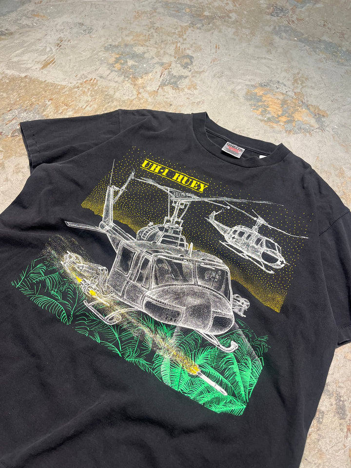 #MA138 古着 USA製 92's ONEITA/オニータ/UH-1/アメリカ軍 ヘリコプター/ヴィンテージ シングルステッチ Tシャツ/サイズL