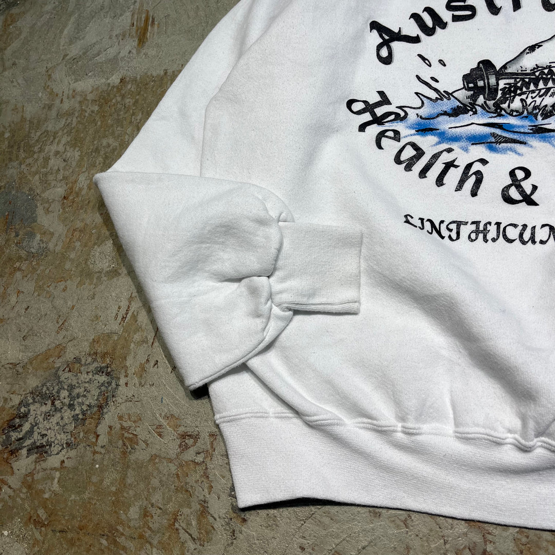 #4080 古着 90's~ JERZEES/ジャージーズ/Crew neck Print Sweat/クルーネックスウェット/Australia Health & Fitness/企業系/MADE IN USA/サイズL