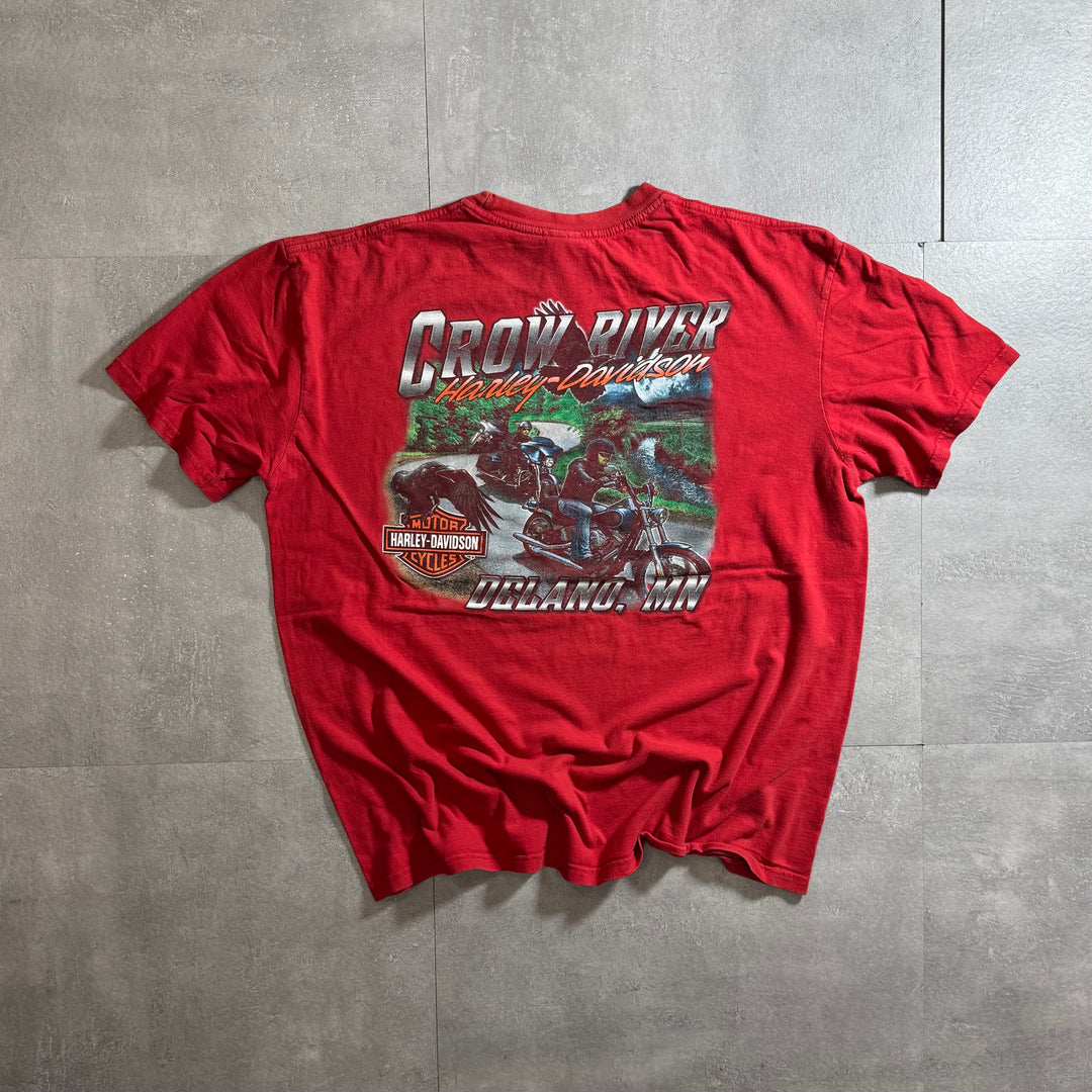 古着 Harley-Davidson ハーレーダビッドソン プリントTシャツ アメカジ サイズXL相当