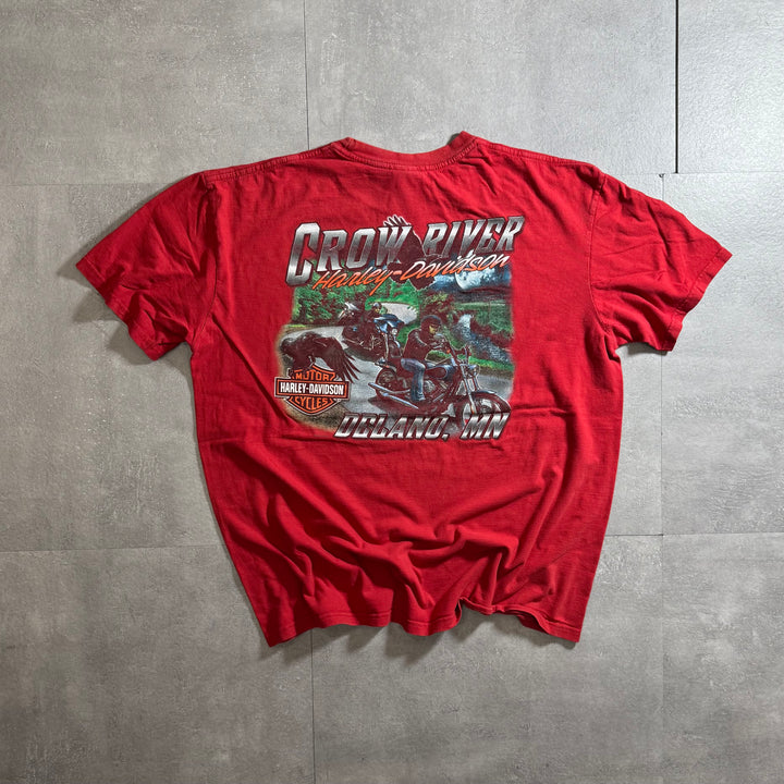 古着 Harley-Davidson ハーレーダビッドソン プリントTシャツ アメカジ サイズXL相当