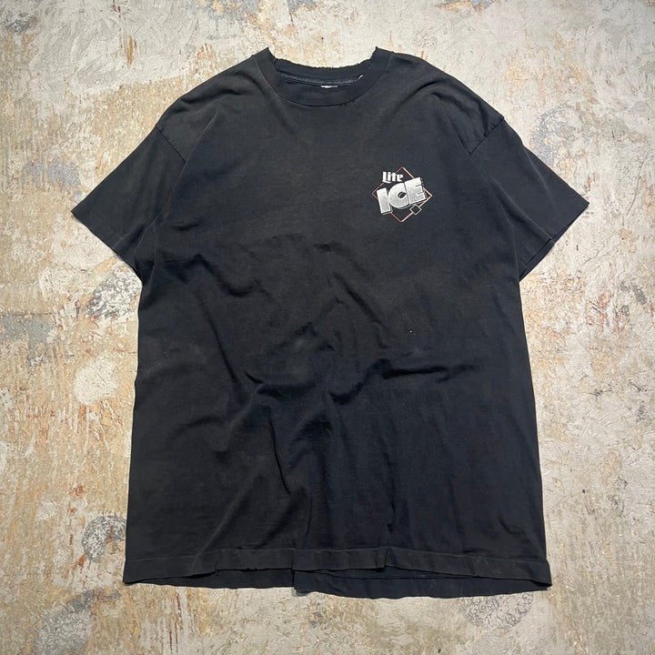 古着 miller/lite ice beer/ビール/企業系/ヴィンテージ シングルステッチ プリント Tシャツ/サイズXL-2XL相当