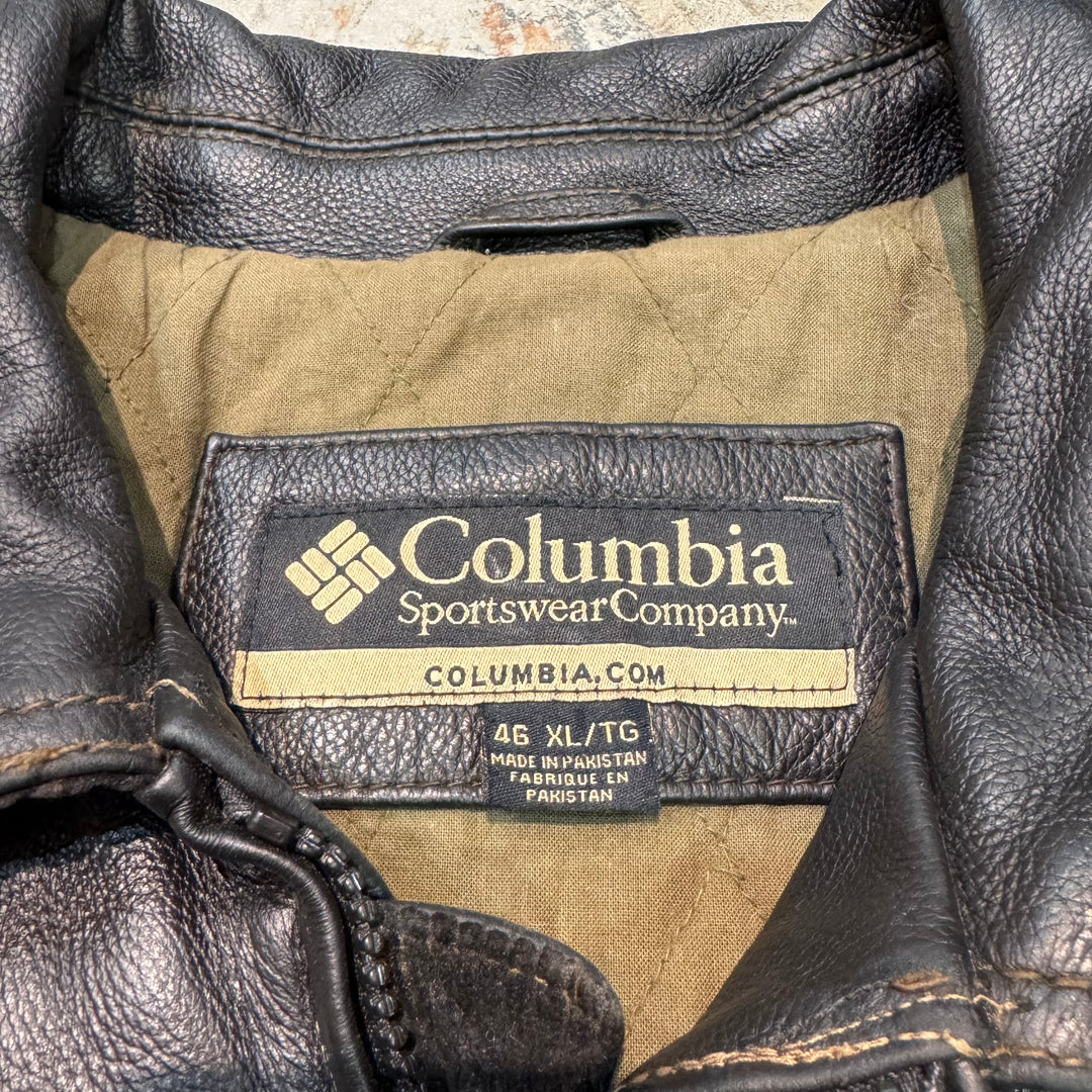 古着 COLUMBIA/ コロンビア/ 本革ジップアップレザージャケットジャケット/ 牛革/ サイズXL