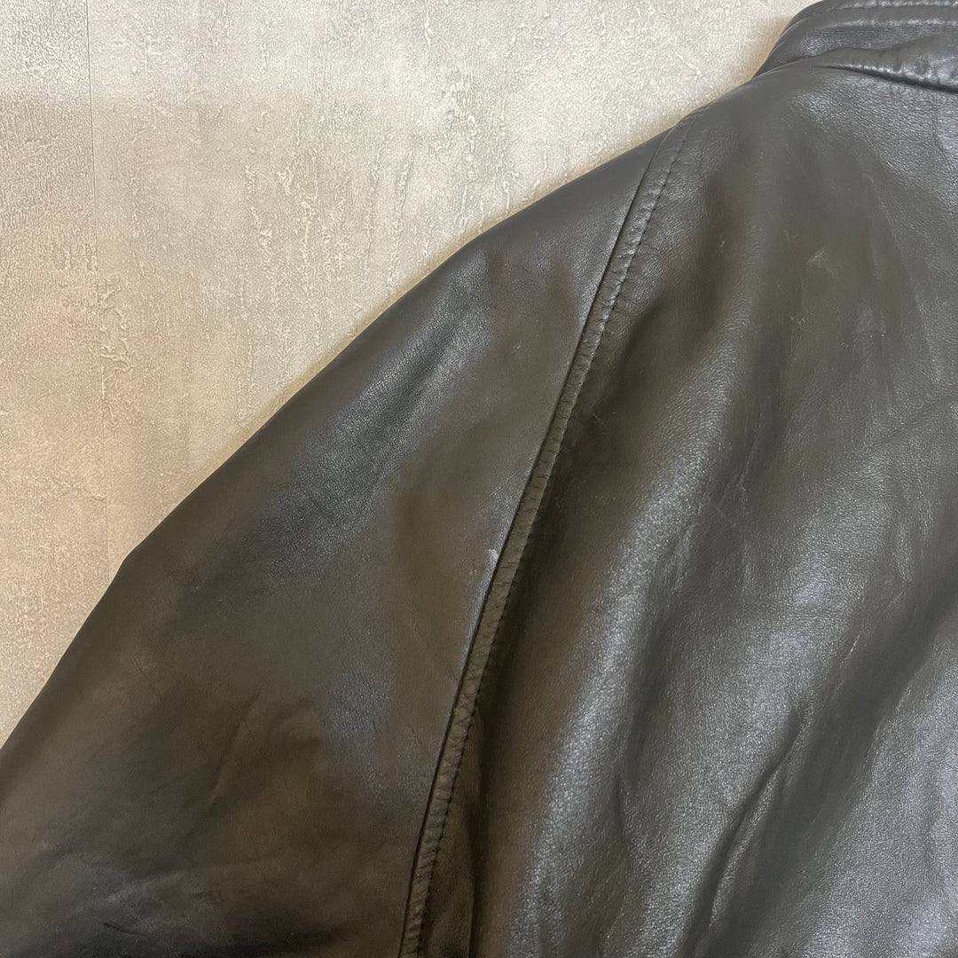 #1873 Unknow 古着/Leather Varsity Jacket/レザースタジャン/刺繍/サイズXL相当