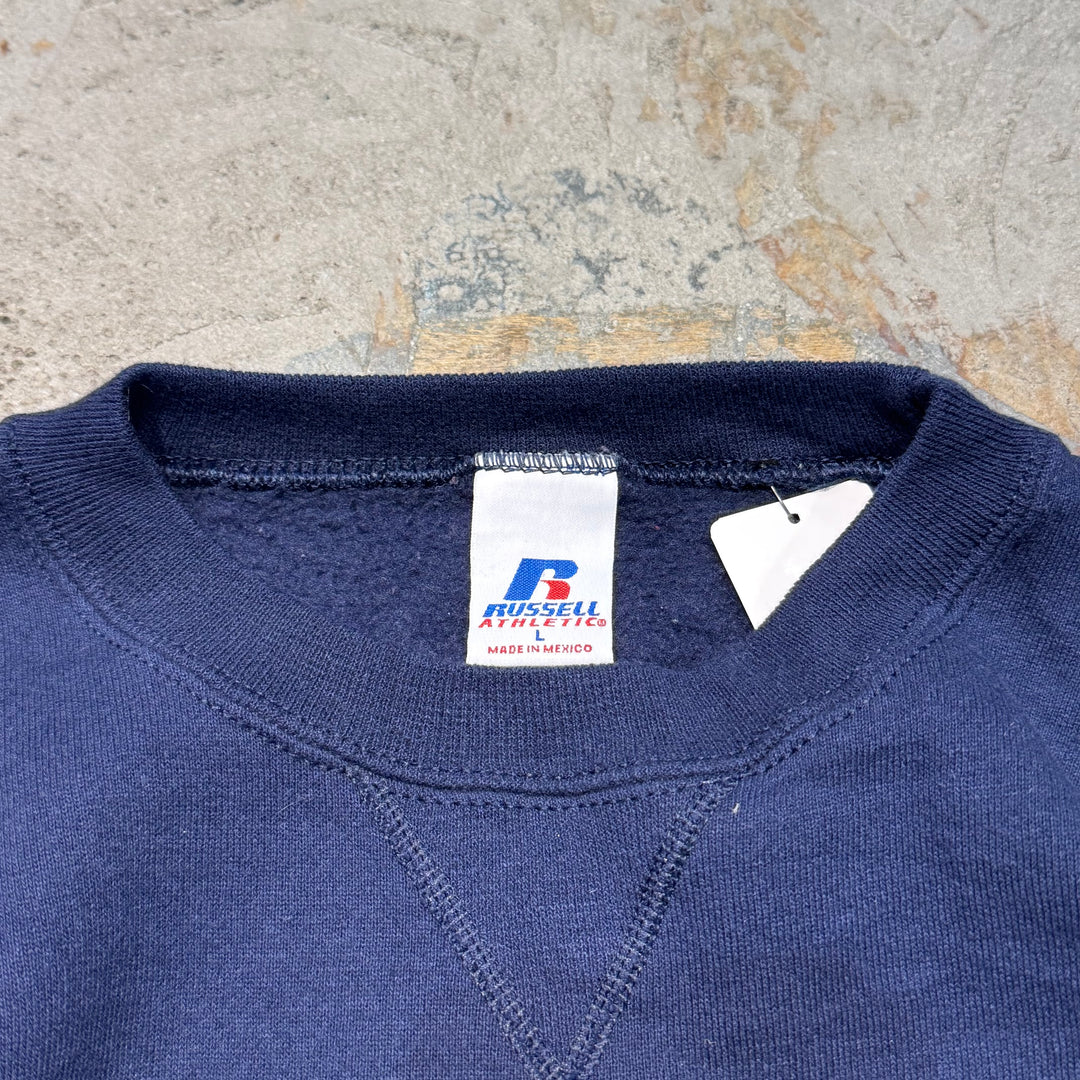 古着 90's~ RUSSELL ATHLETIC/ ラッセルアスレチック/ ブランククルーネックスウェット/ 無地/ 前Vガゼット/ サイズL