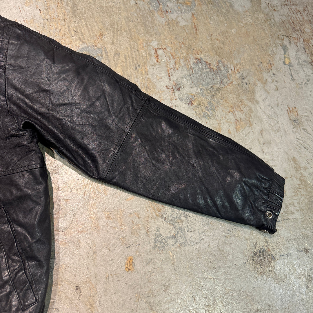 古着 80's EddieBauer/エディーバウアー/本革ジップアップレザージャケット/中綿/サイズM