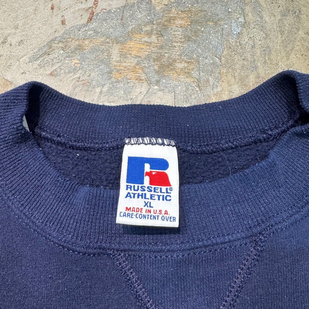 古着 USA製 90's~ RUSSELLATHLETIC/ ラッセル アスレチック/ クルーネックブランクスウェット/ 無地/ Vガゼット/ サイズXL