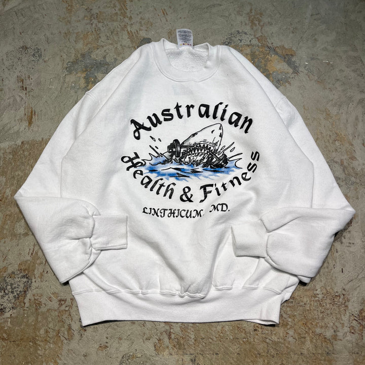 #4080 古着 90's~ JERZEES/ジャージーズ/Crew neck Print Sweat/クルーネックスウェット/Australia Health & Fitness/企業系/MADE IN USA/サイズL