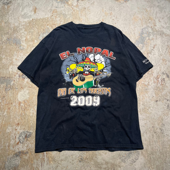 古着 死者の日/2009年/el nopal/メキシコ料理屋/企業系/プリントTシャツ/サイズXL相当