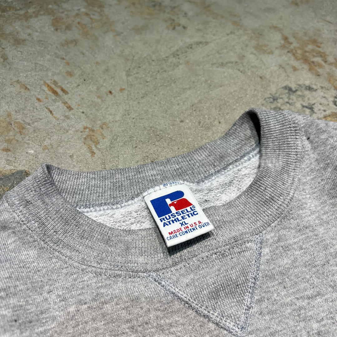 #3636 古着 Russell/ラッセル/Crew Neck Sweat Shirts/クルーネックスウェット/大判ロゴ刺繍/MADE IN U.S.A/サイズXL