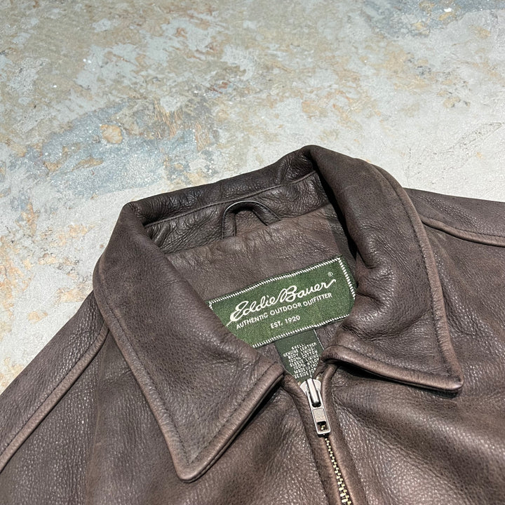 #3186 古着 Eddie Bauer/エディーバウアー/Leather jacket/ジップアップレザージャケット/サイズL