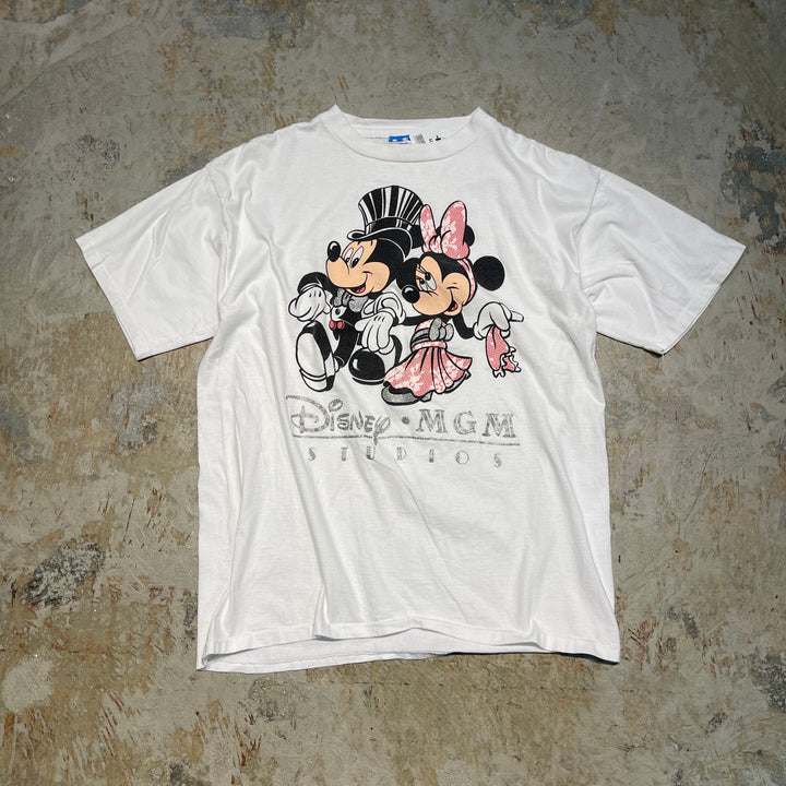 #4590 古着 Disney/ディズニー/short sleeve print t-shirt Tee/半袖プリントTシャツ/シングルステッチ/USA製/ミッキー、ミニープリント/サイズXL