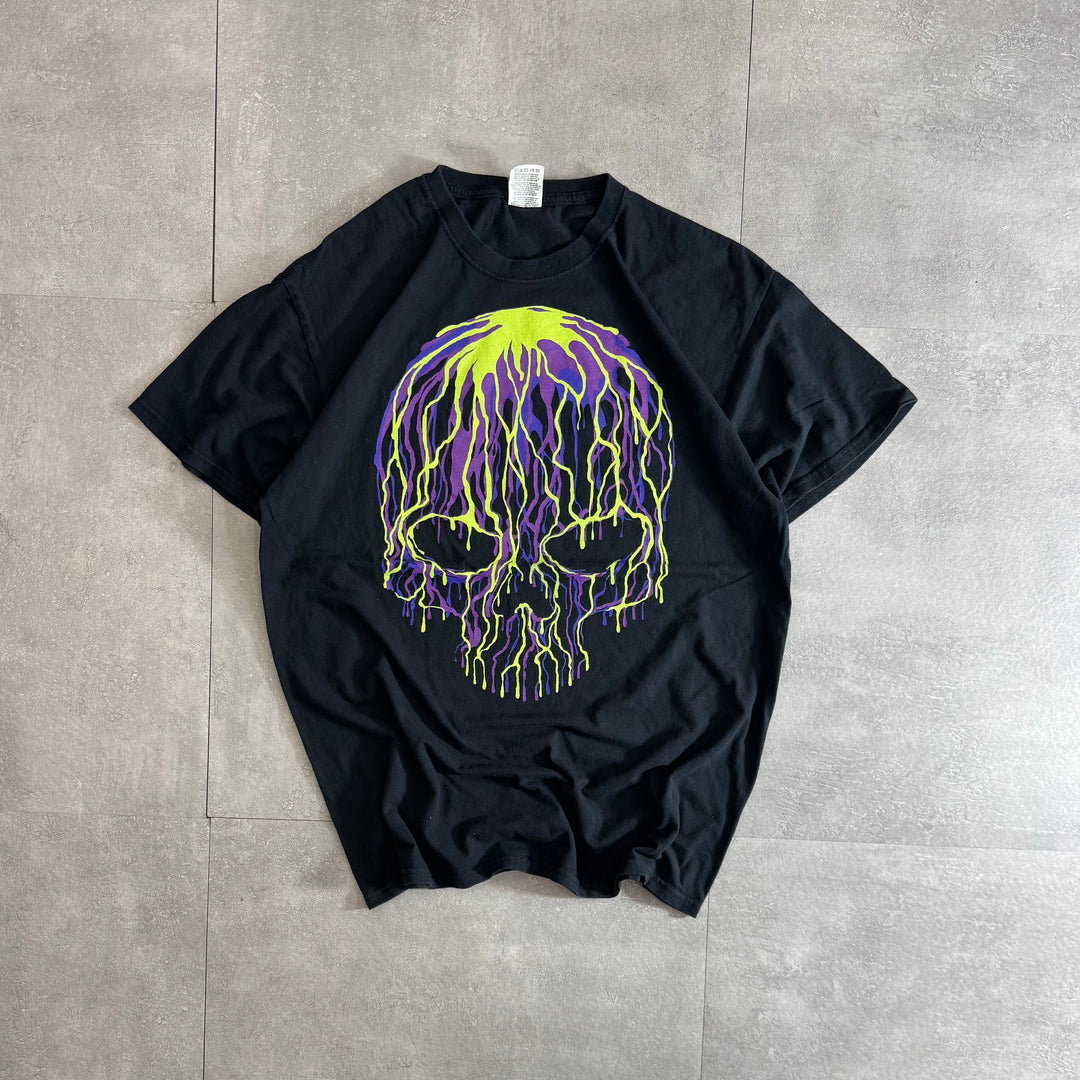 古着 Y2k Fruit of the Loom Neon Skull Tシャツ サイズL